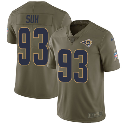 Nike Rams #93 Ndamukong Suh Olive Youth Stitched NFL Limited Salute to Service Jersey